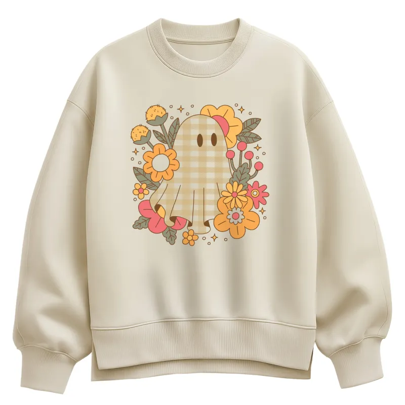 Instant Message - Ghost Pattern Florals - Women's Oversized Fleece Crew Sweatshirt sold by Zulily