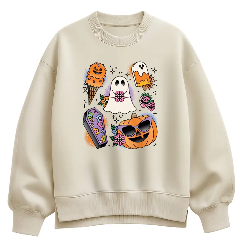 Instant Message - Summerween Tattoo Flash - Women's Oversized Fleece Crew Sweatshirt sold by Zulily