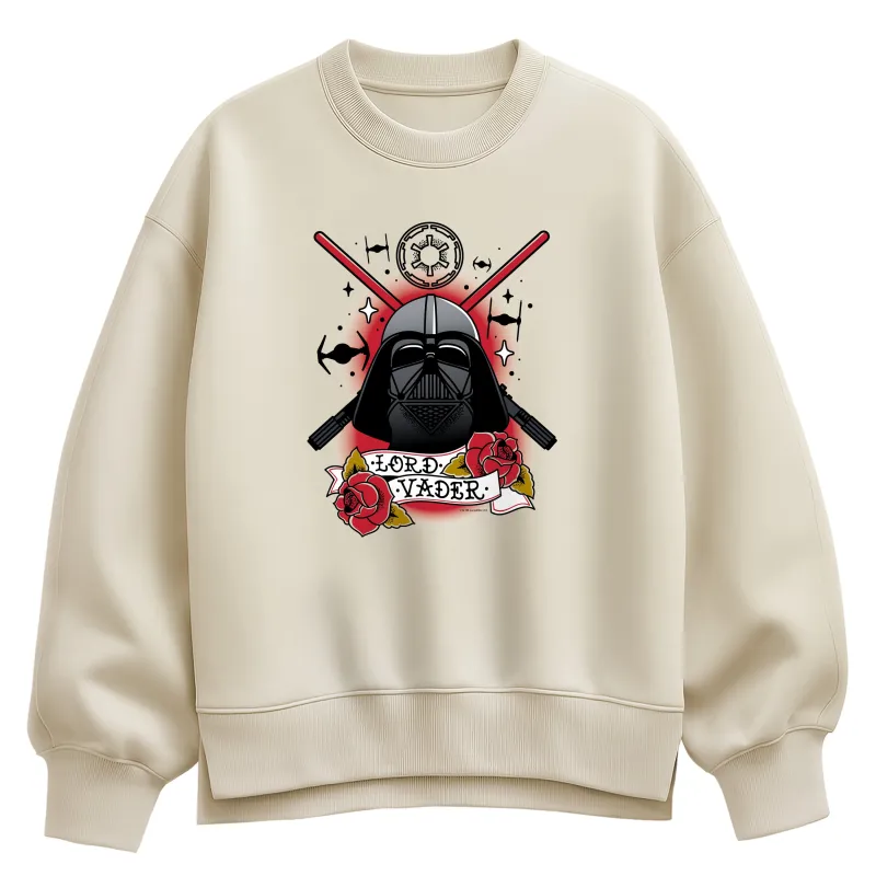 Star Wars - Darth Vader Traditional Tattoo - Women's Oversized Fleece Crew Sweatshirt made by Star Wars