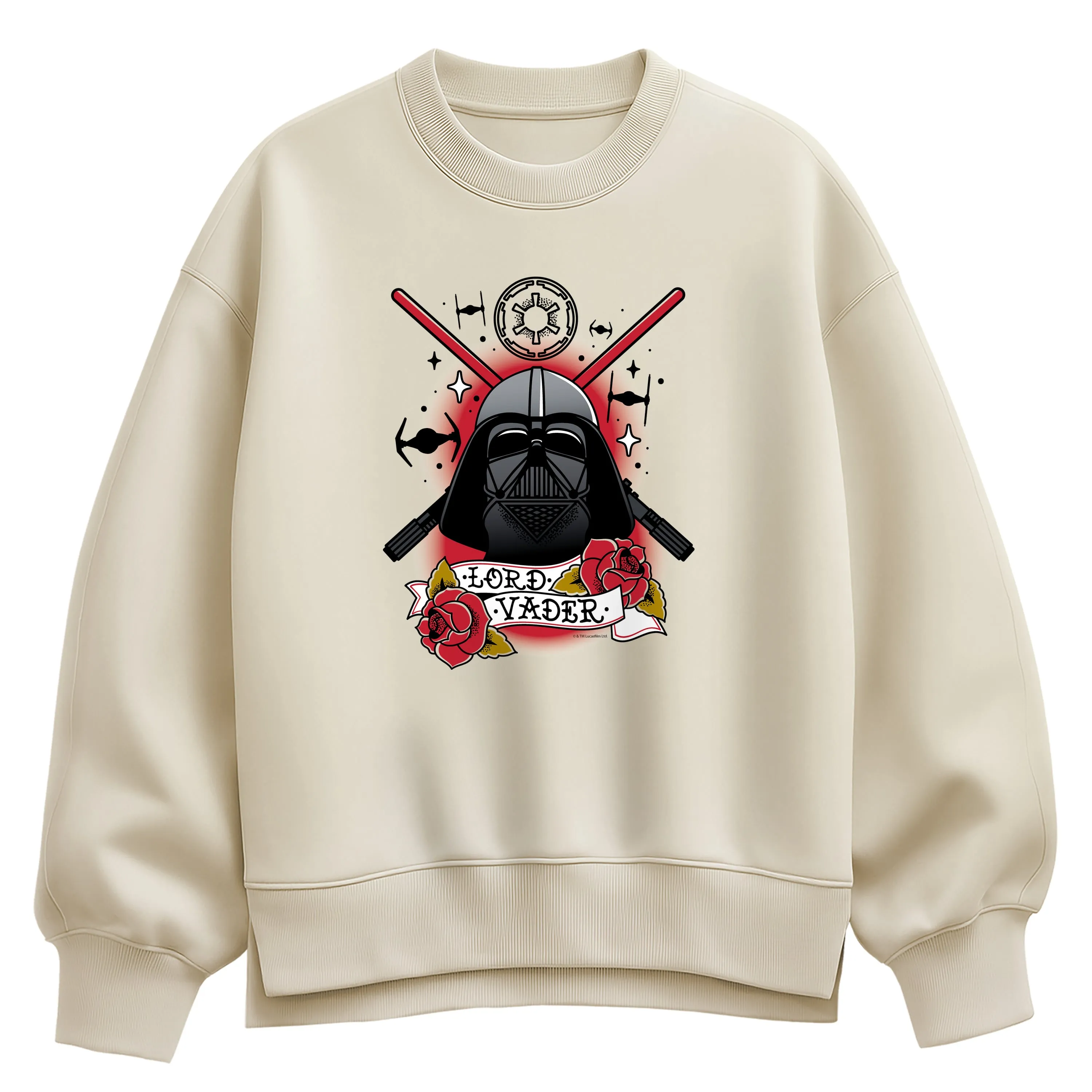 Star Wars - Darth Vader Traditional Tattoo - Women's Oversized Fleece Crew Sweatshirt sold by Zulily