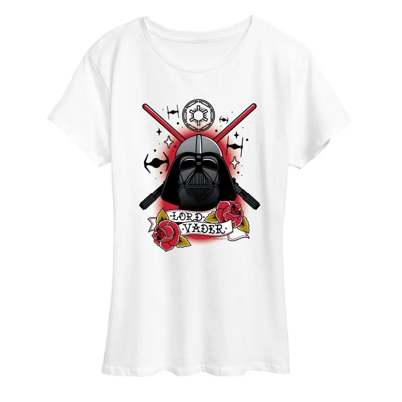 Star Wars - Darth Vader Traditional Tattoo - Women's Short Sleeve Graphic T-Shirt sold by Zulily