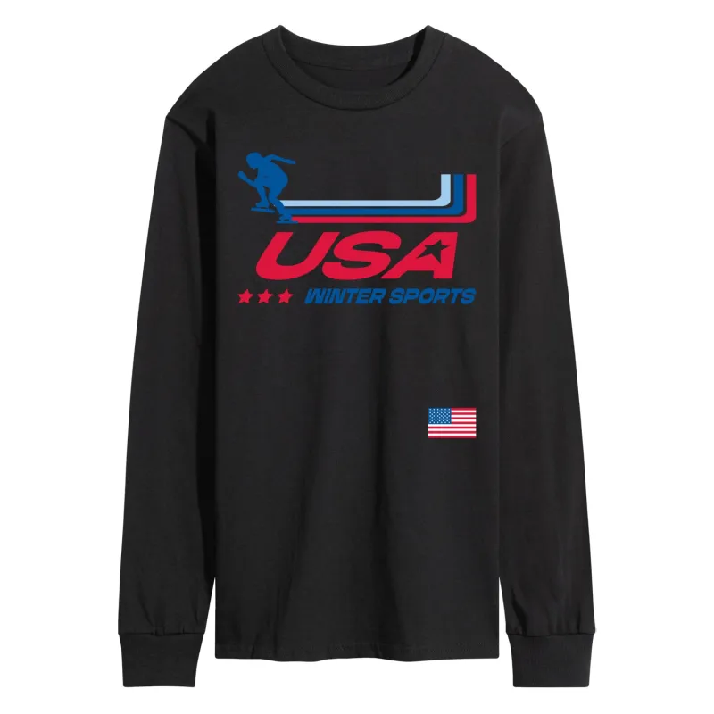 Instant Message - USA Winter Sports - Men's Long Sleeve Graphic T-Shirt sold by Zulily