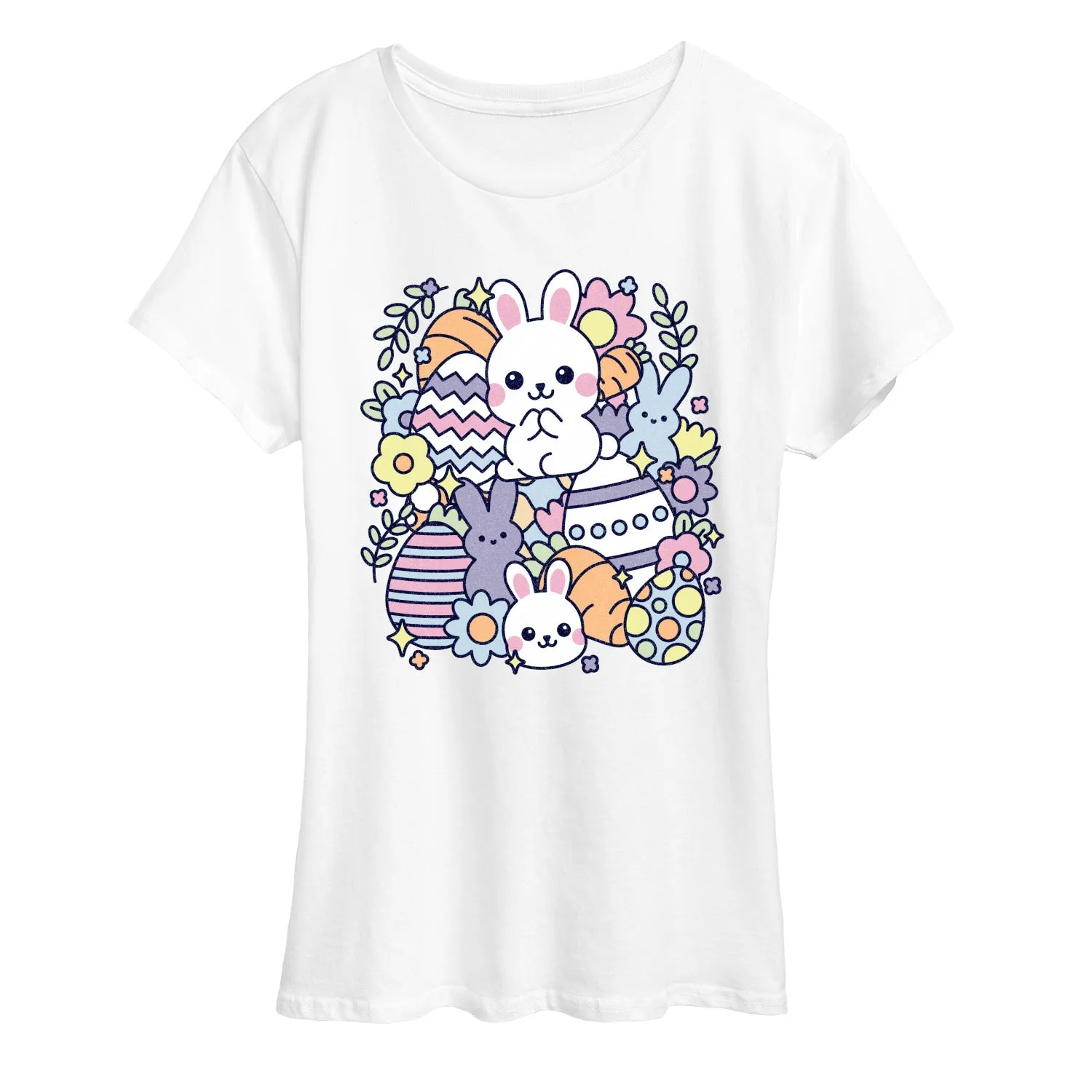 Instant Message - Easter Sticker Collage - Women's Short Sleeve Graphic T-Shirt sold by Zulily