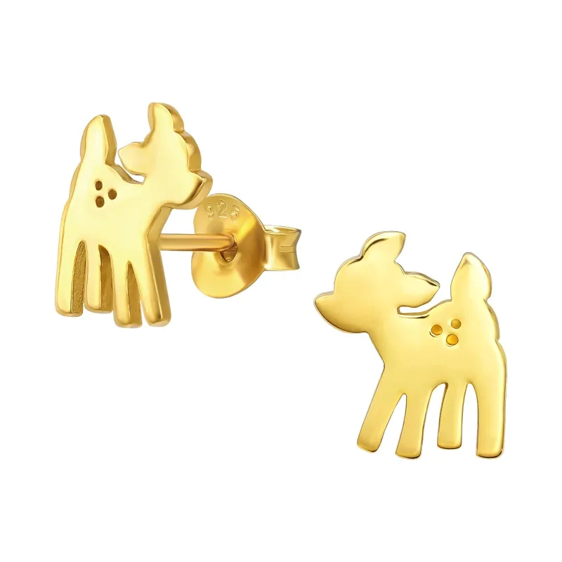 Ag Sterling 18K Gold-Plated Deer Stud Earrings sold by Zulily
