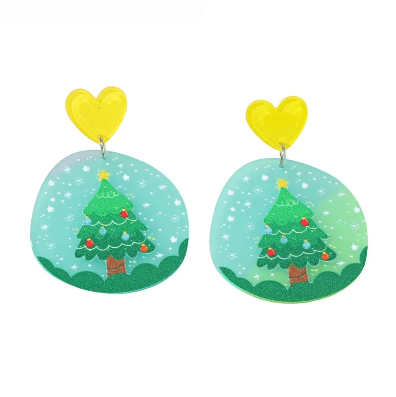 Don’t AsK Snowy Christmas Tree with Yellow Heart Drop Earrings – Festive Holiday Jewellery for Women sold by Zulily