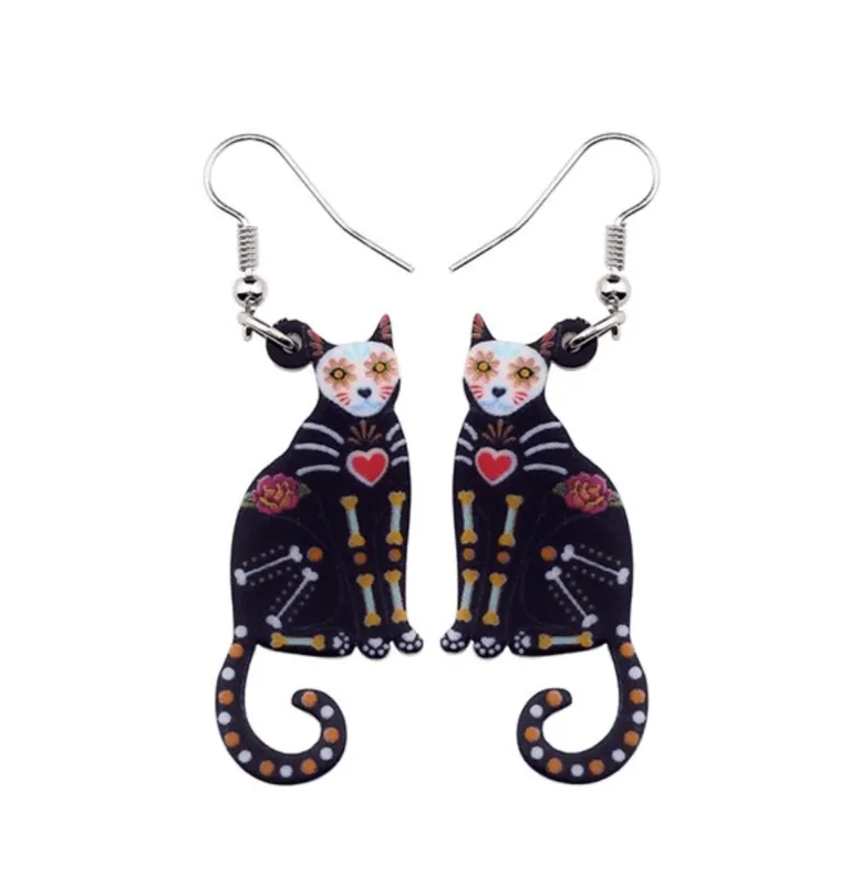 Skeleton Cat Drop Earrings sold by Zulily