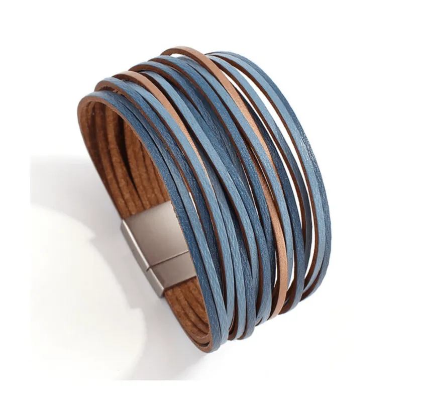 Blue Faux Leather Multi Strand Bracelet sold by Zulily