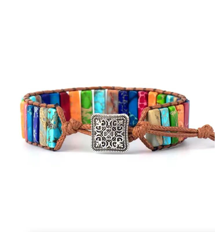 Micalla Multi-Colour Jasper Bar Gemstone Bracelet - Handmade Beaded Women'S Jewellery sold by Zulily