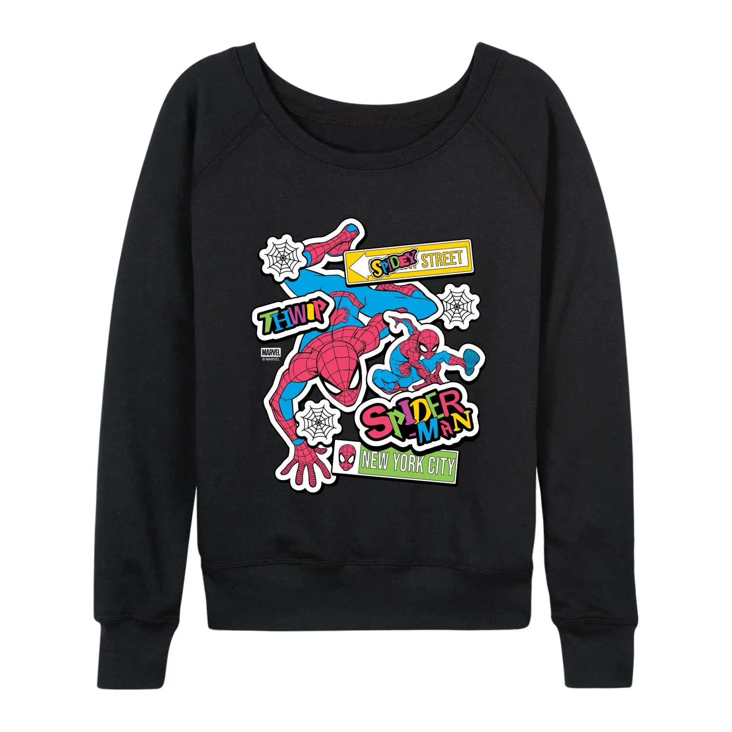 Marvel - Spidey Bright Stickers - Women's French Terry Long Sleeve Pullover sold by Zulily product image thumbnail 2