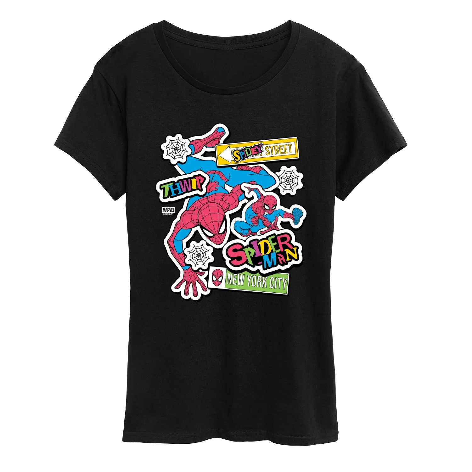 Marvel - Spidey Bright Stickers - Women's Short Sleeve Graphic T-Shirt sold by Zulily product image thumbnail 2
