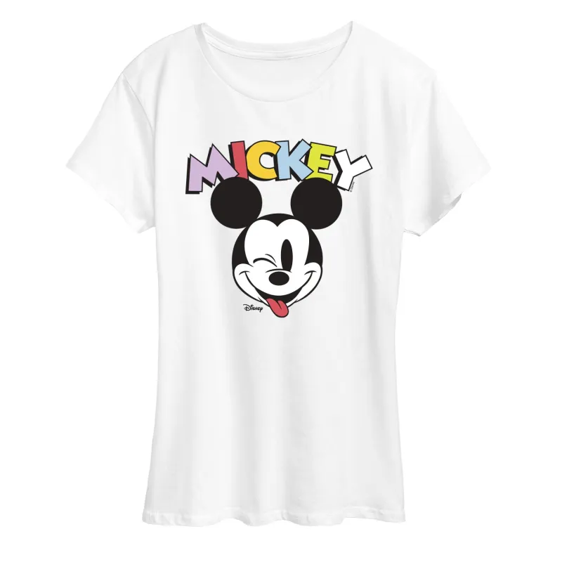 Disney - Mickey Wink - Women's Short Sleeve Graphic T-Shirt sold by Zulily