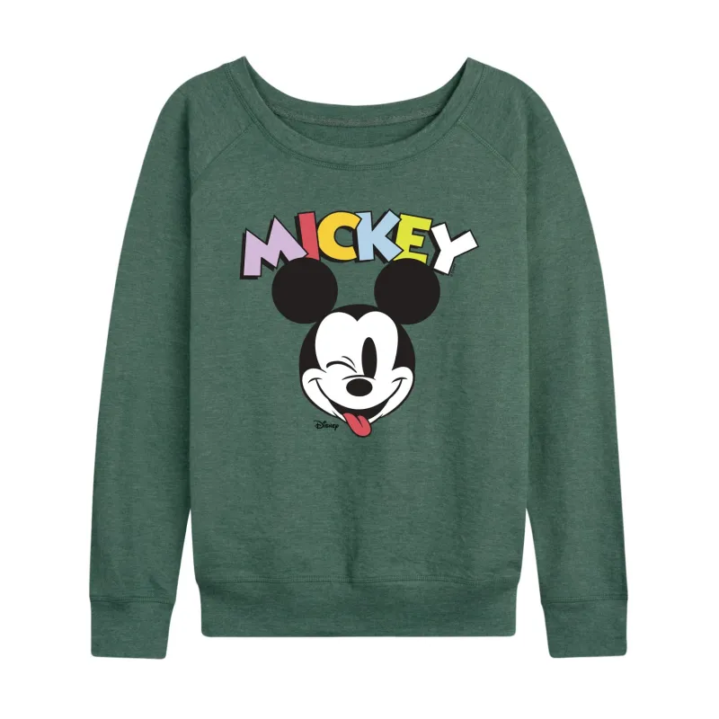 Disney - Mickey Wink - Women's French Terry Long Sleeve Pullover sold by Zulily