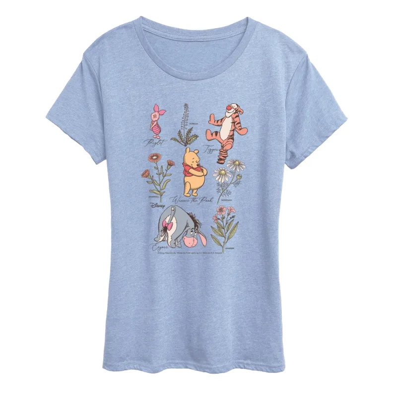 Winnie The Pooh - Pooh Friends Floral - Women's Short Sleeve Graphic T-Shirt sold by Zulily