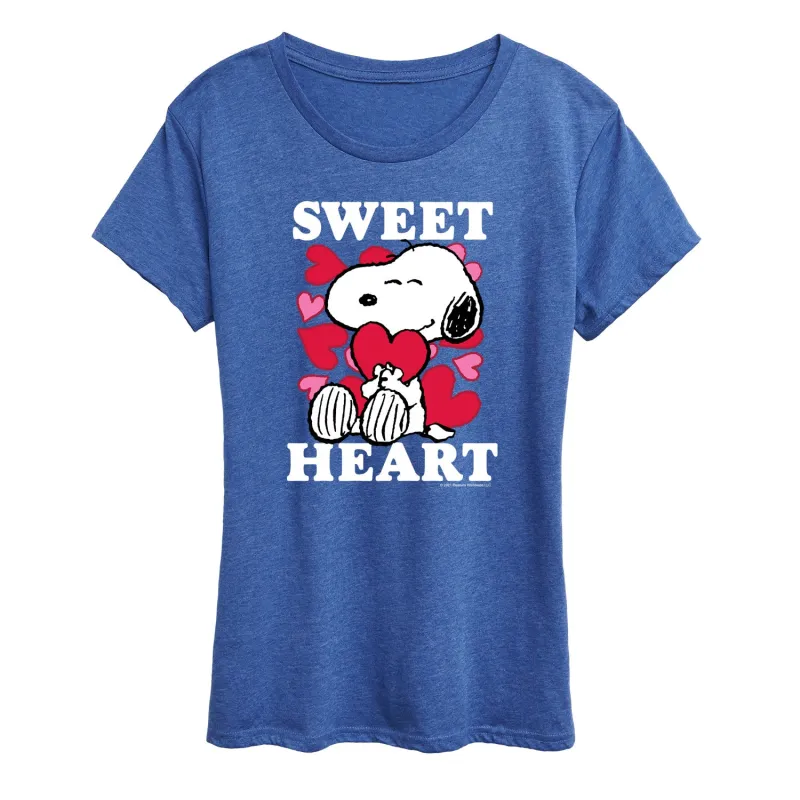 Peanuts - Sweet Heart Snoopy - Women's Short Sleeve Graphic T-Shirt sold by Zulily