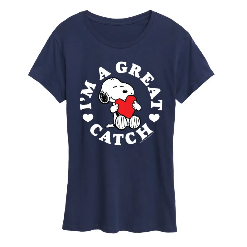 Peanuts - I'm a Great Catch - Women's Short Sleeve Graphic T-Shirt sold by Zulily