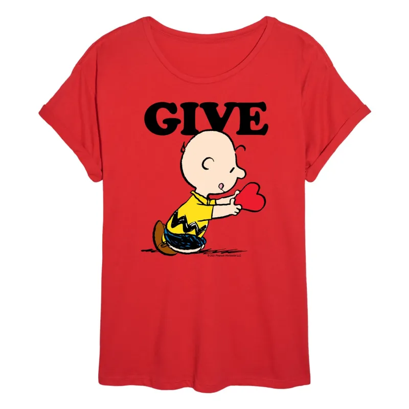 Peanuts - Give - Juniors Oversized Graphic T-Shirt sold by Zulily