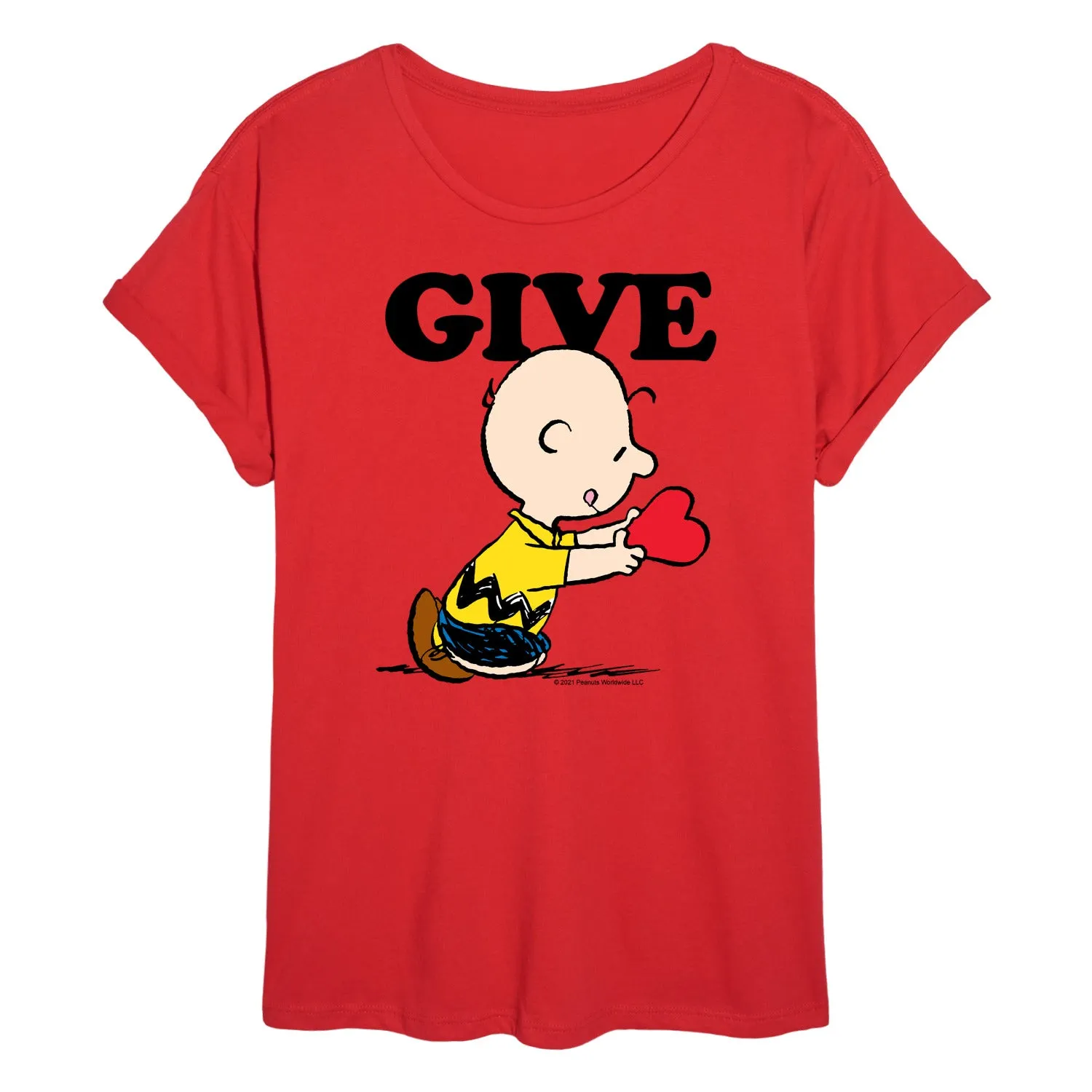 Peanuts - Give - Juniors Oversized Graphic T-Shirt sold by Zulily