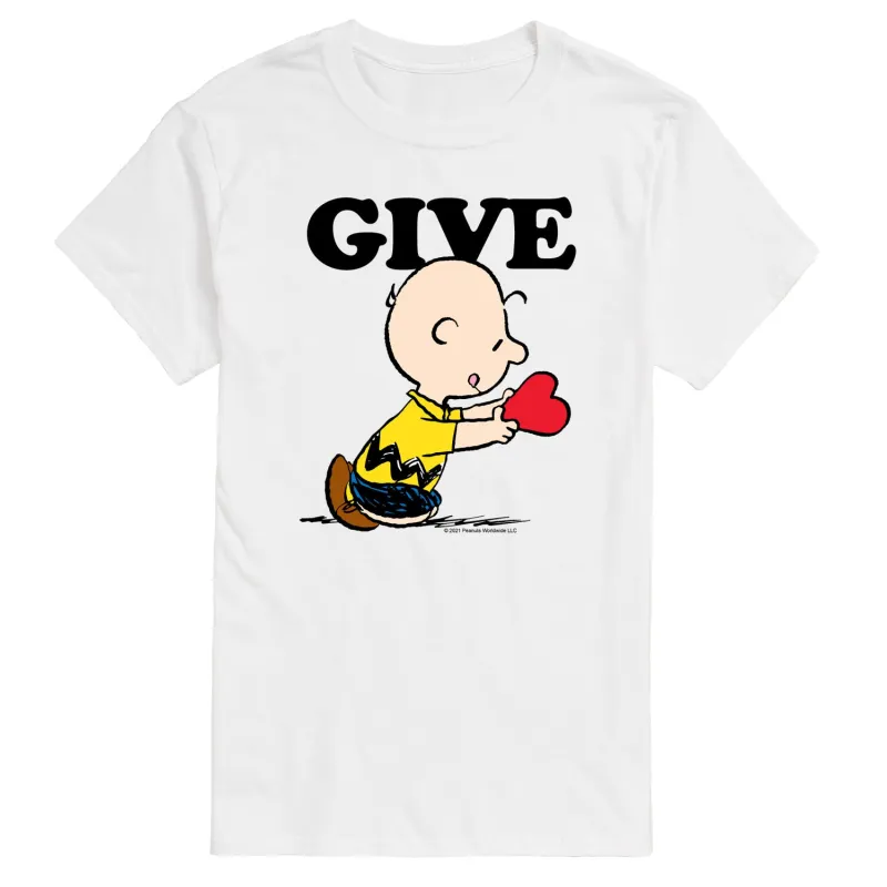 Peanuts - Give - Men's Short Sleeve Graphic T-Shirt sold by Zulily
