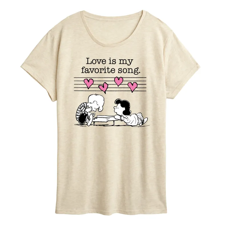 Peanuts - Love is my Favorite Song - Women's Short Sleeve Graphic T-Shirt made by Peanuts