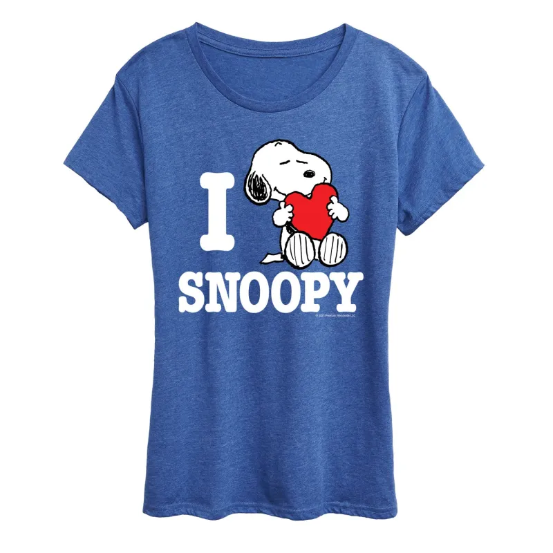 Peanuts - I Love Snoopy - Women's Short Sleeve Graphic T-Shirt sold by Zulily