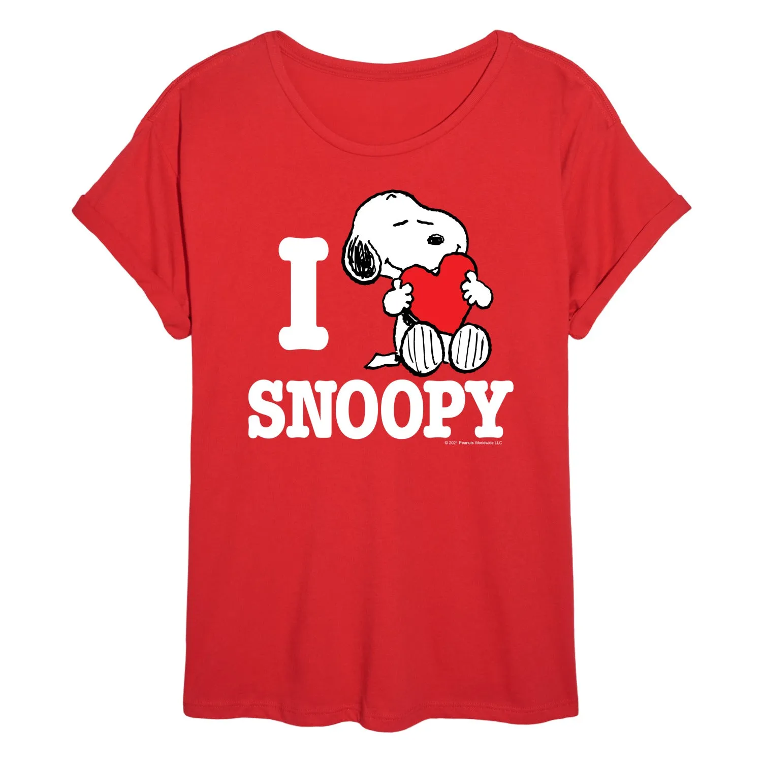 Peanuts - I Love Snoopy - Juniors Oversized Graphic T-Shirt sold by Zulily