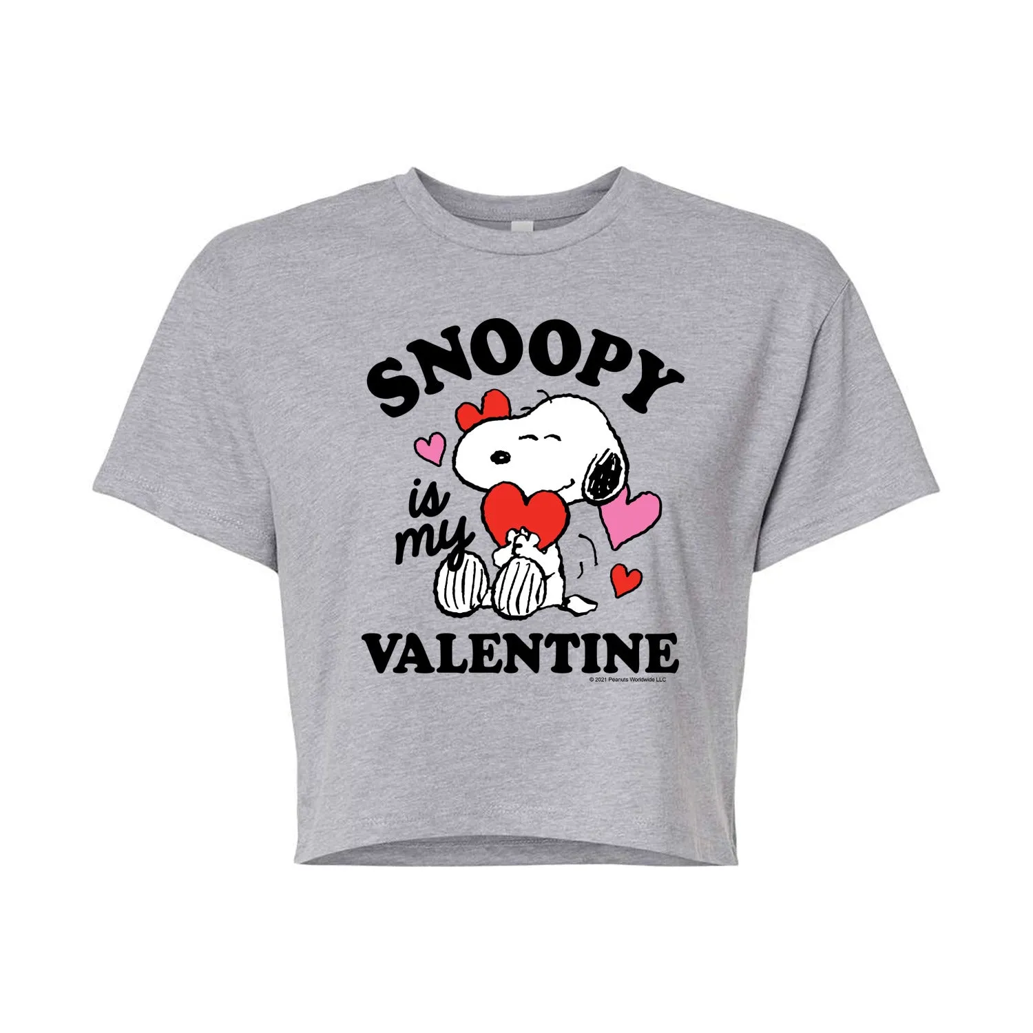 Peanuts - Snoopy is my Valentine - Juniors Cropped Graphic T-Shirt sold by Zulily product image thumbnail 2