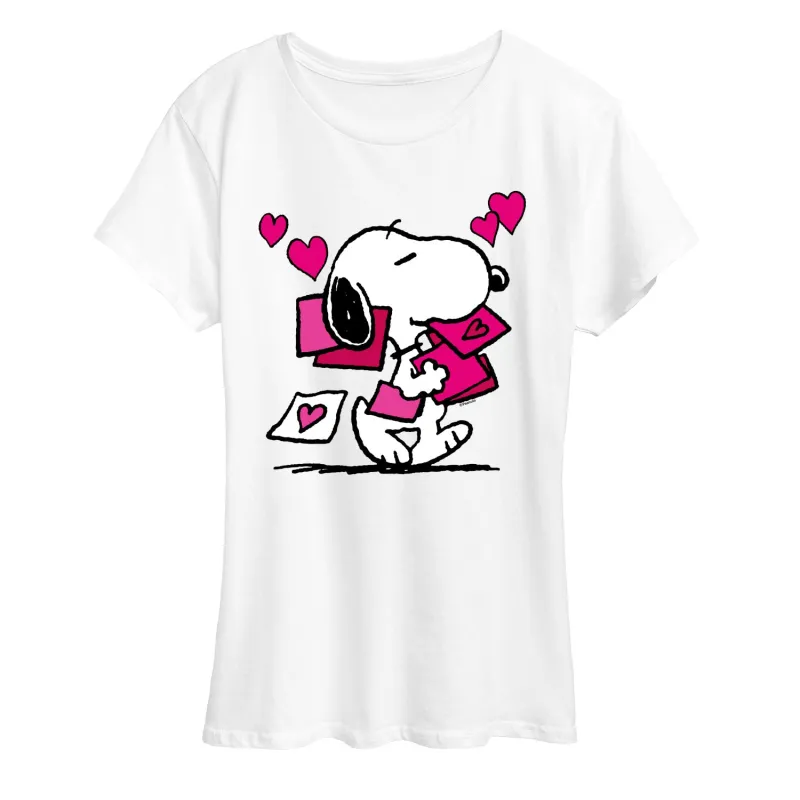 Peanuts - Snoopy Valentines Cards - Women's Short Sleeve Graphic T-Shirt sold by Zulily