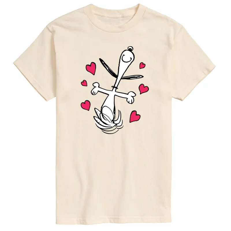 Peanuts - Snoopy Dancing Hearts - Men's Short Sleeve Graphic T-Shirt made by Peanuts