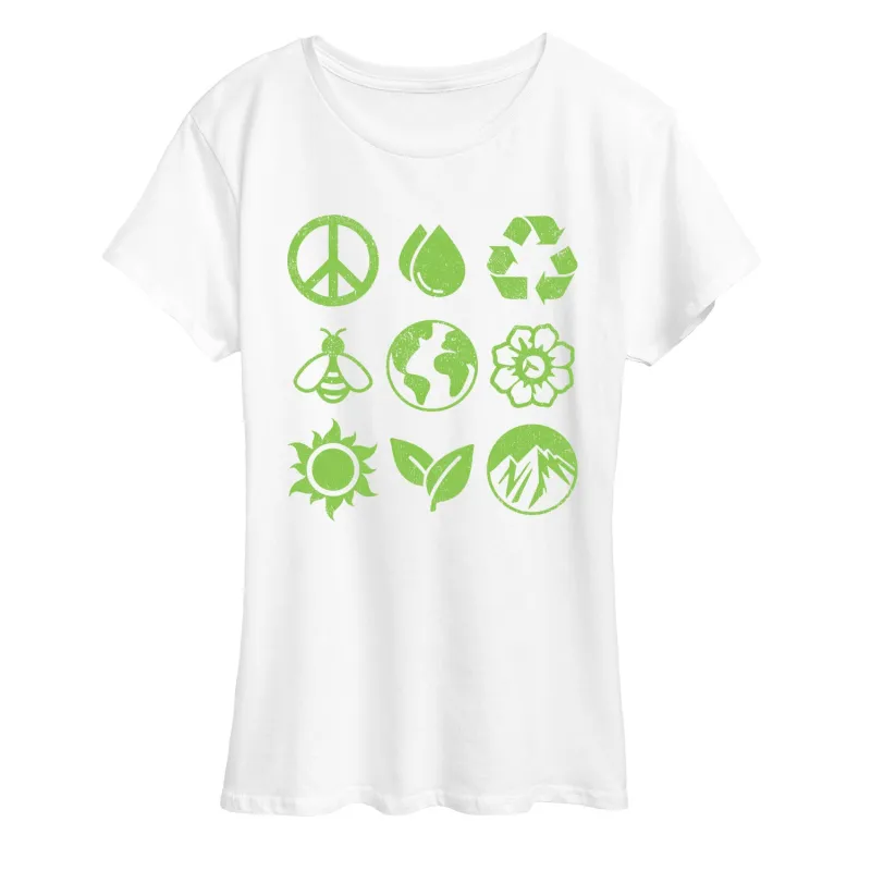 Instant Message - Earth Day Grid - Women's Short Sleeve Graphic T-Shirt sold by Zulily