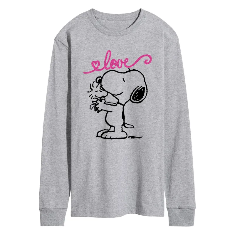 Peanuts - Love Snoopy and Woodstock - Men's Long Sleeve Graphic T-Shirt sold by Zulily