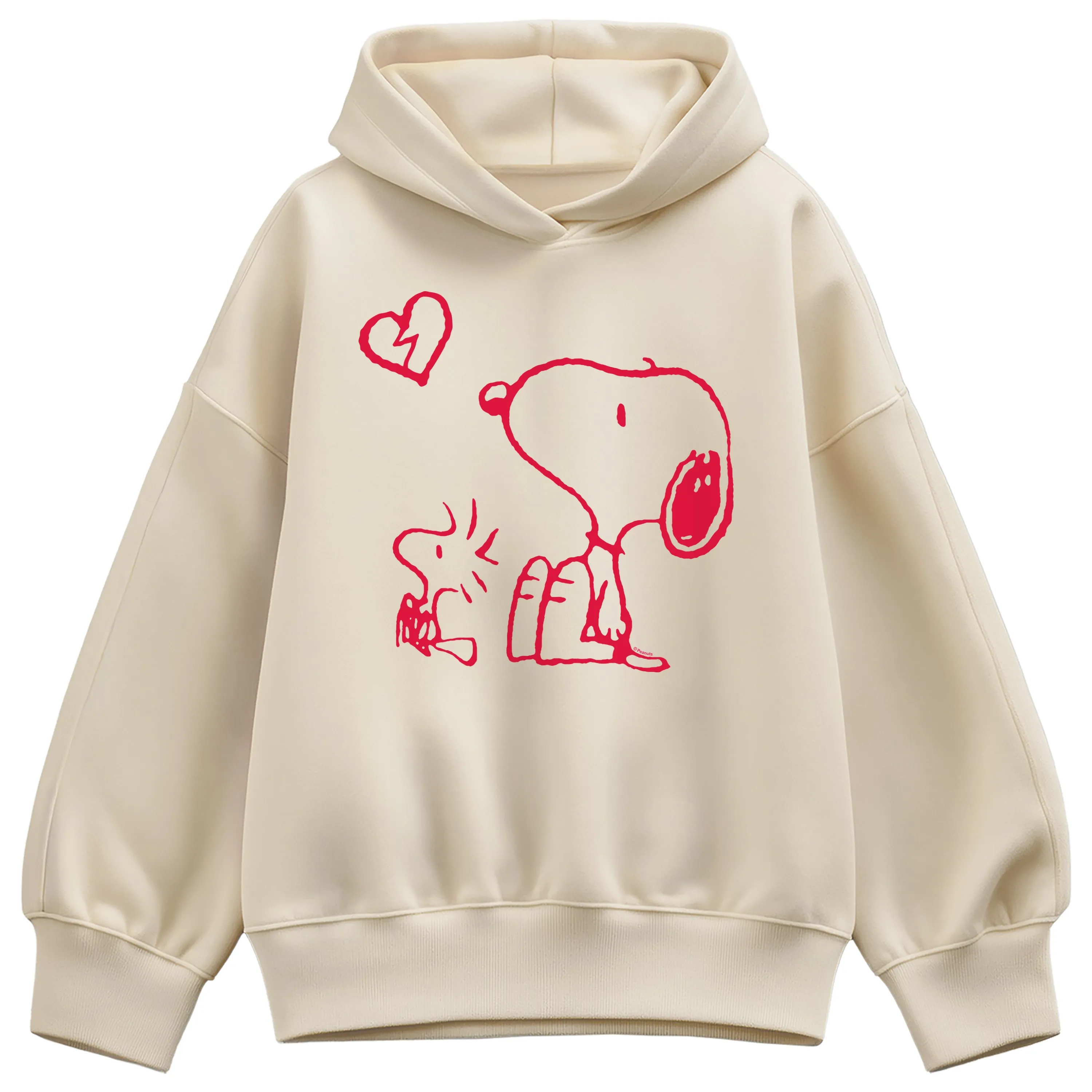 Peanuts - Snoopy Woodstock Broken Heart - Women's Oversized Fleece Hoodie Sweatshirt sold by Zulily