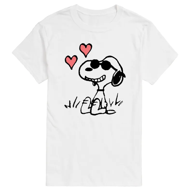 Peanuts - Joe Cool Sitting Hearts - Men's Short Sleeve Graphic T-Shirt sold by Zulily
