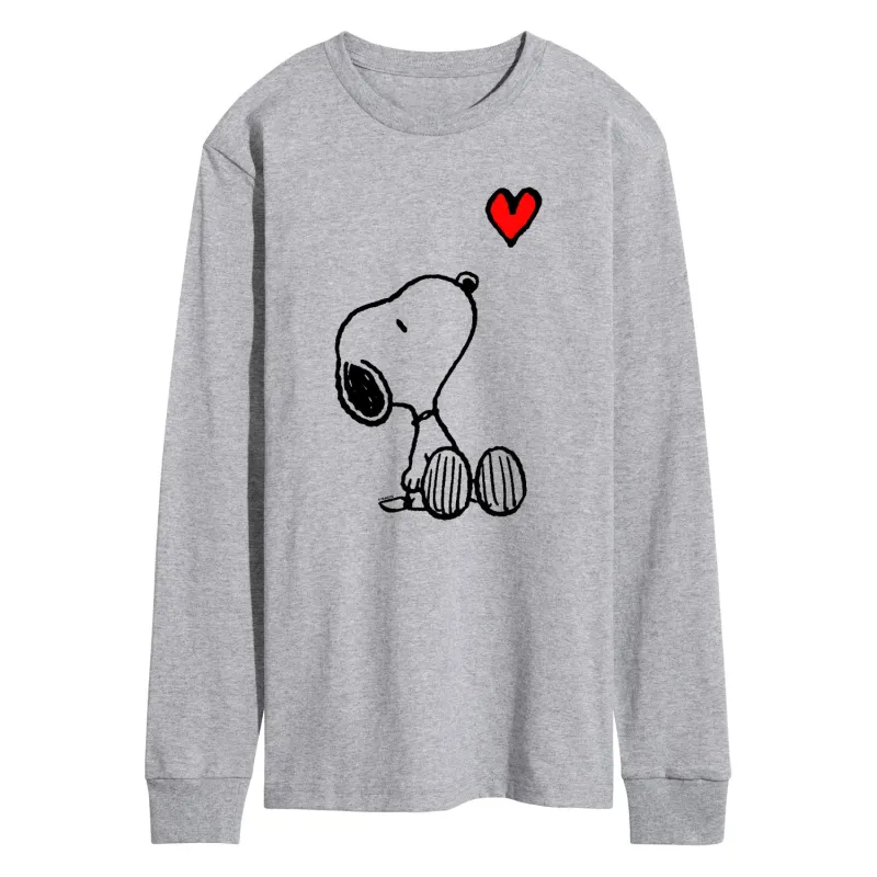 Peanuts - Snoopy Red Heart - Men's Long Sleeve Graphic T-Shirt sold by Zulily