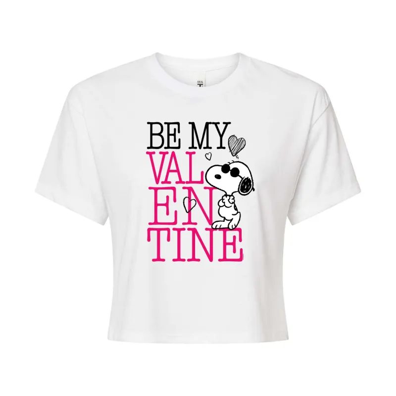 Peanuts - Be My Valentine - Juniors Cropped Graphic T-Shirt sold by Zulily