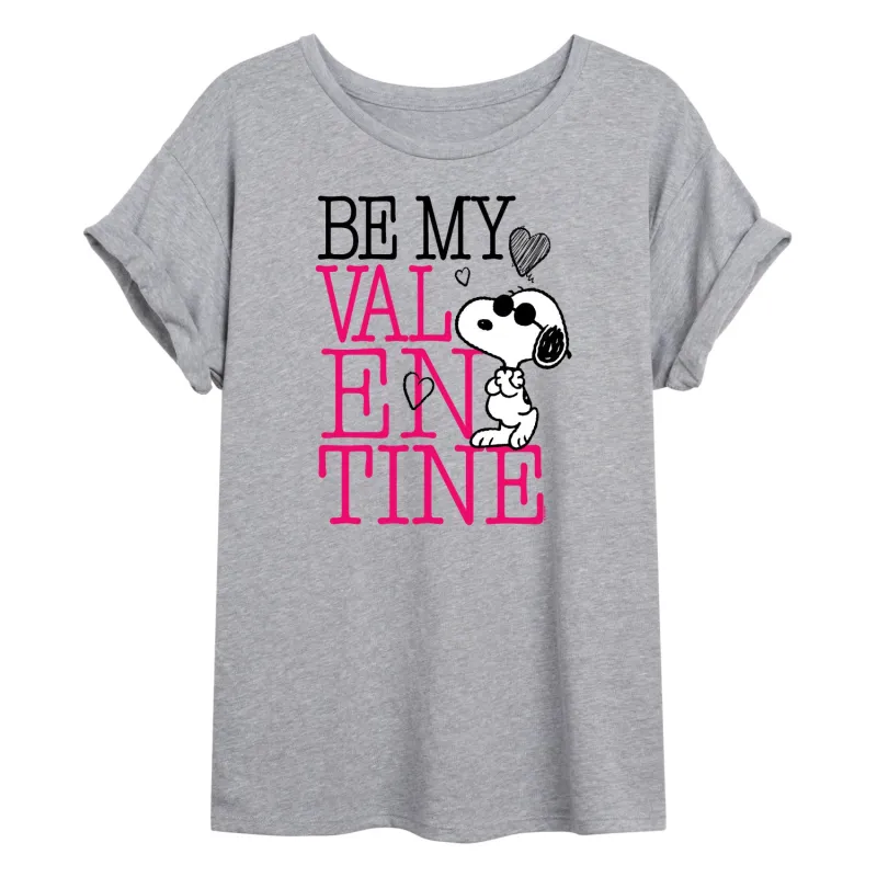 Peanuts - Be My Valentine - Juniors Oversized Graphic T-Shirt sold by Zulily