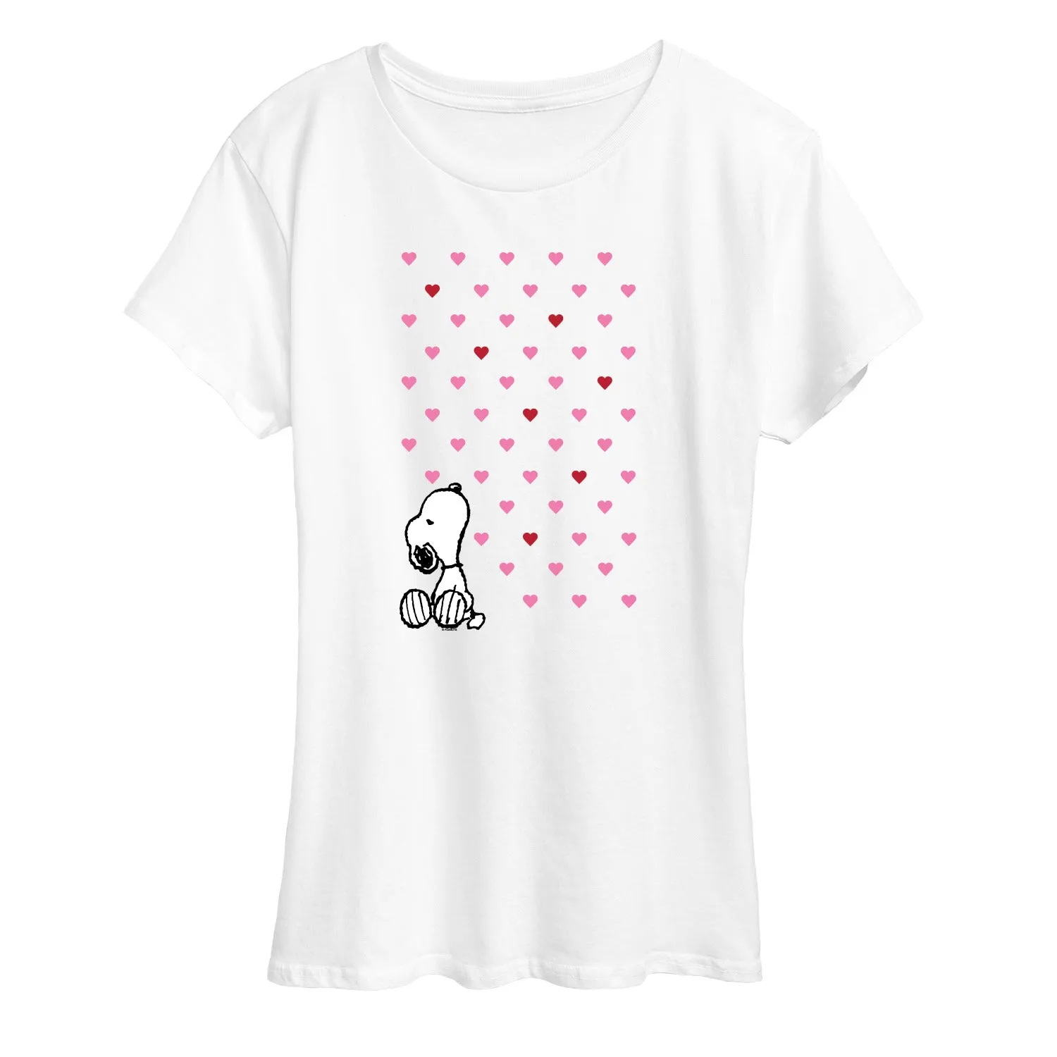 Peanuts - Snoopy Heart Grid - Women's Short Sleeve Graphic T-Shirt sold by Zulily
