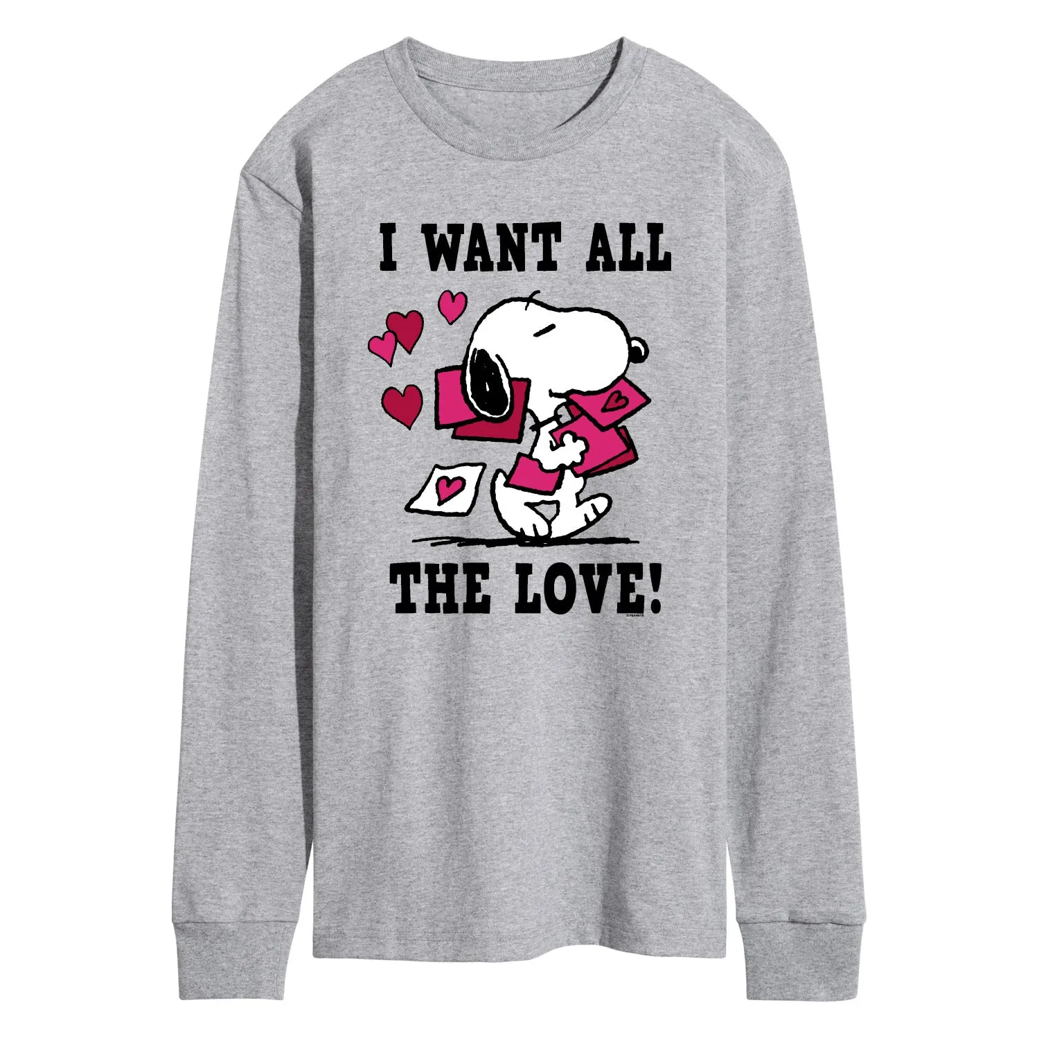 Peanuts - I Want All the Love! - Men's Long Sleeve Graphic T-Shirt sold by Zulily
