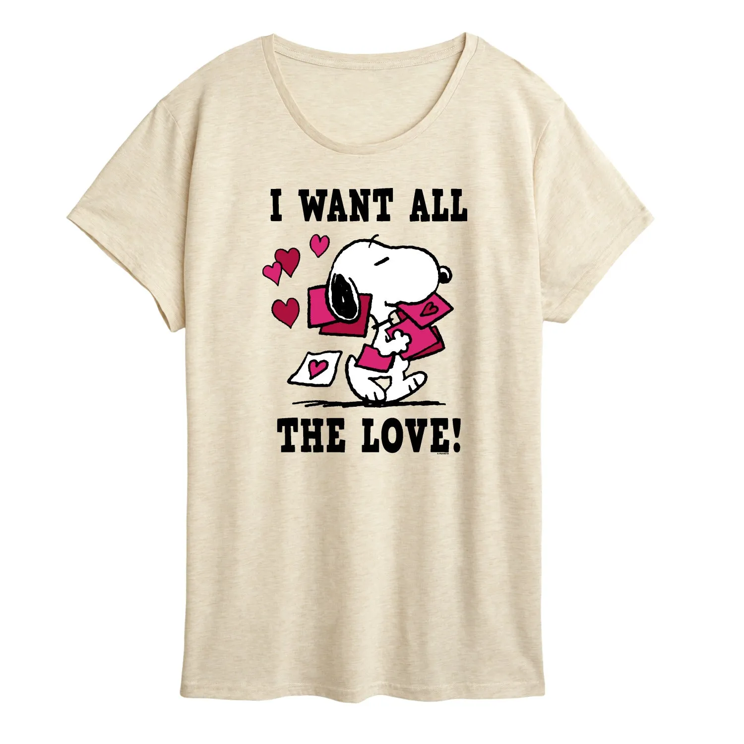 Peanuts - I Want All the Love! - Women's Short Sleeve Graphic T-Shirt sold by Zulily product image thumbnail 2