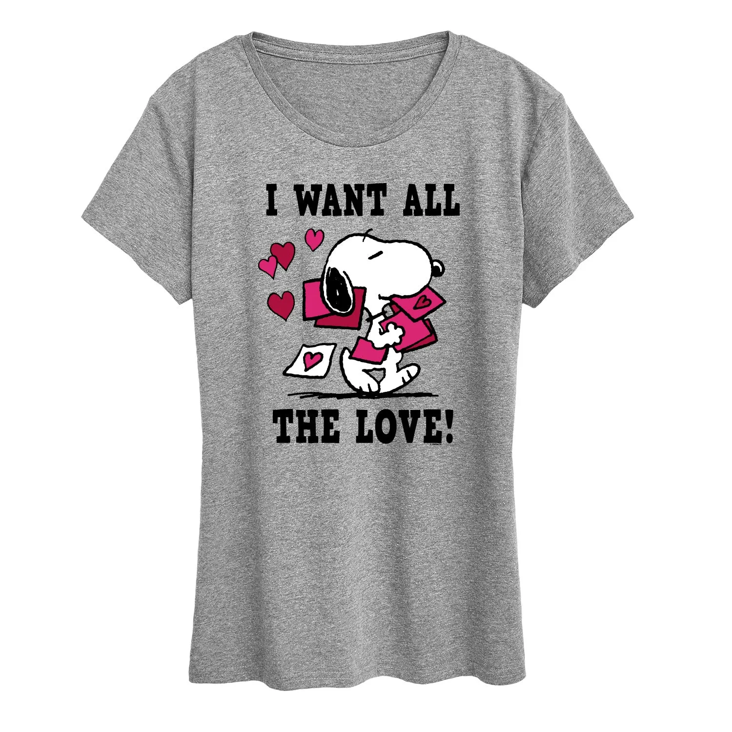 Peanuts - I Want All the Love! - Women's Short Sleeve Graphic T-Shirt sold by Zulily product image thumbnail 3