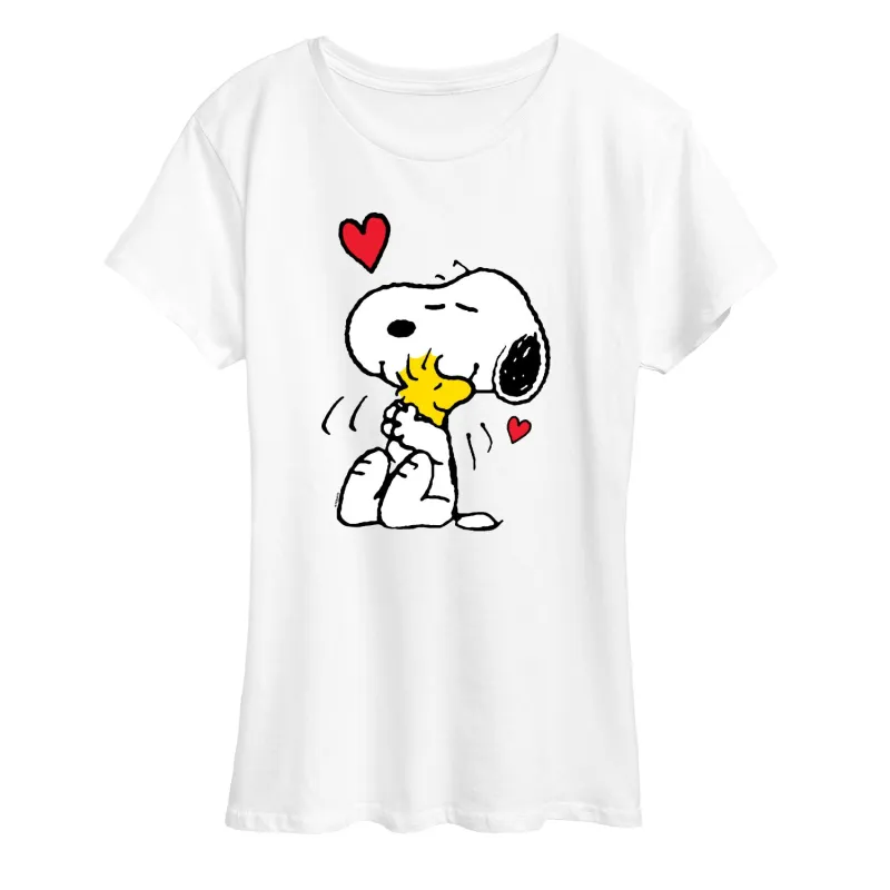 Peanuts - Snoopy and Woodstock Hug - Women's Short Sleeve Graphic T-Shirt sold by Zulily