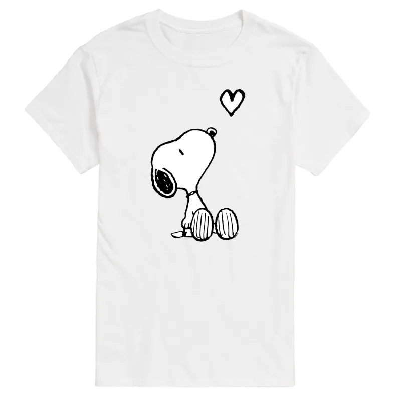 Peanuts - Snoopy White Heart - Men's Short Sleeve Graphic T-Shirt sold by Zulily