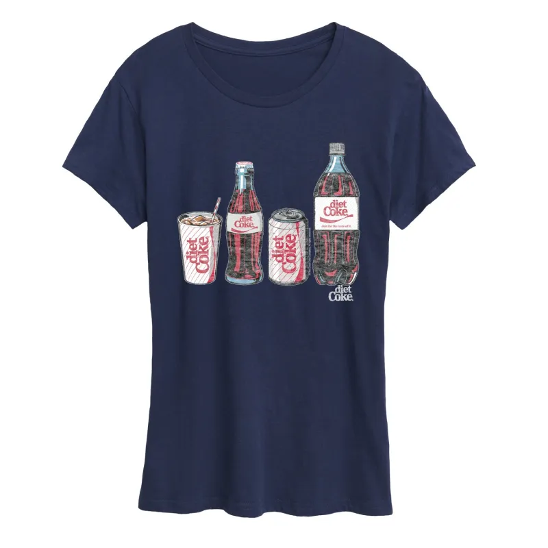 Diet Coke - Bottles and Cans - Women's Short Sleeve Graphic T-Shirt sold by Zulily