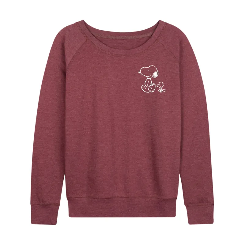 Peanuts - Snoopy Woodstock Walk - Women's French Terry Long Sleeve Pullover sold by Zulily
