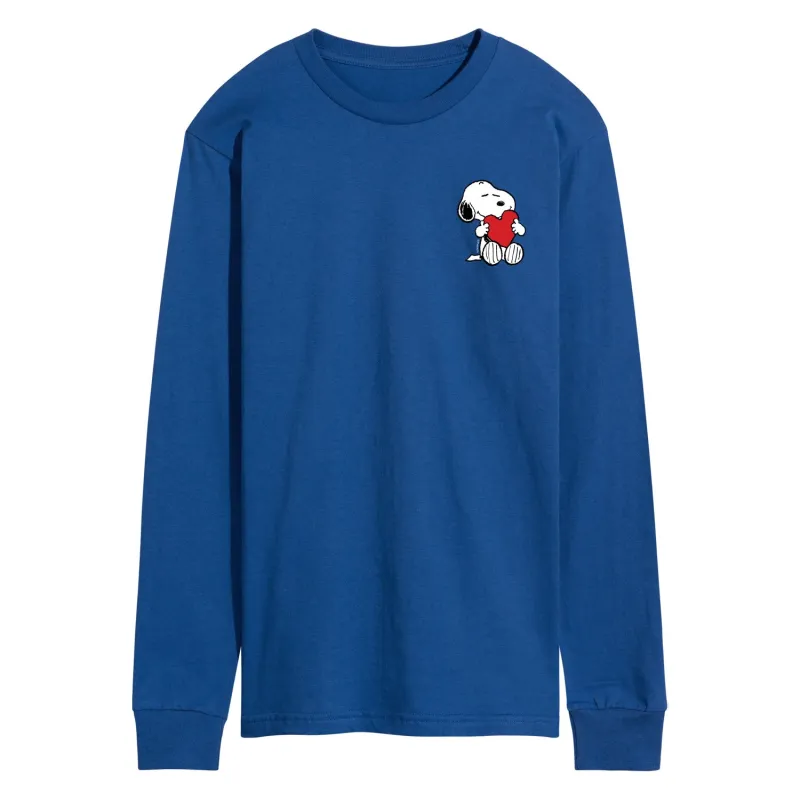 Peanuts - Valentines Hugging Heart - Men's Long Sleeve Graphic T-Shirt sold by Zulily