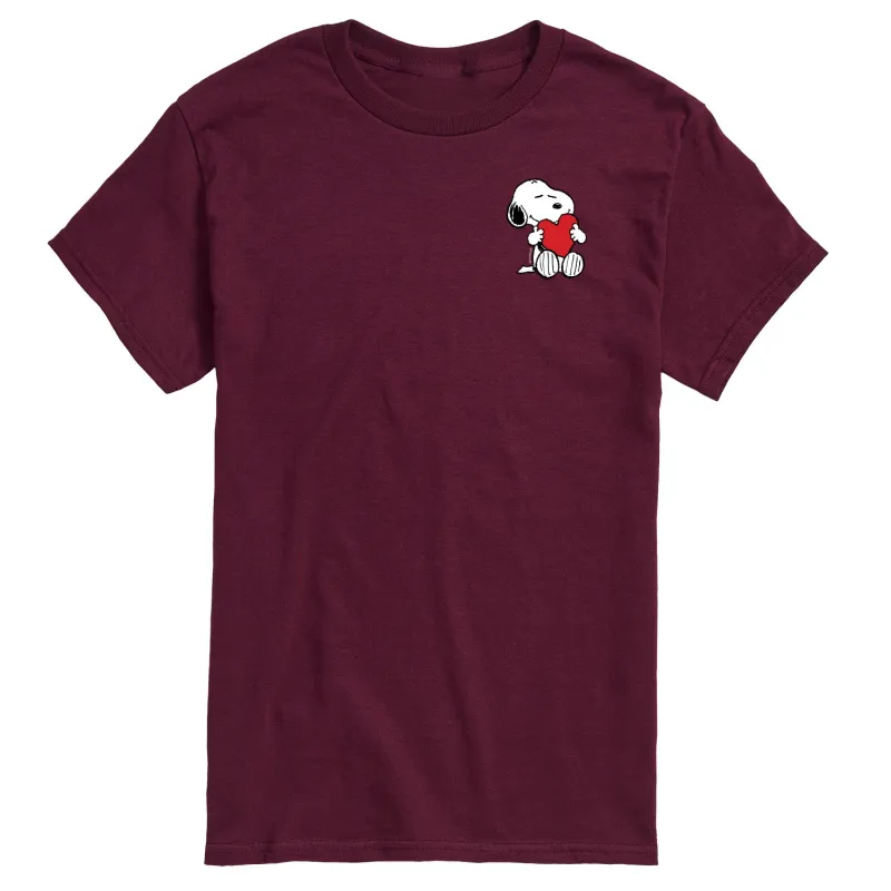 Peanuts - Valentines Hugging Heart - Men's Short Sleeve Graphic T-Shirt sold by Zulily