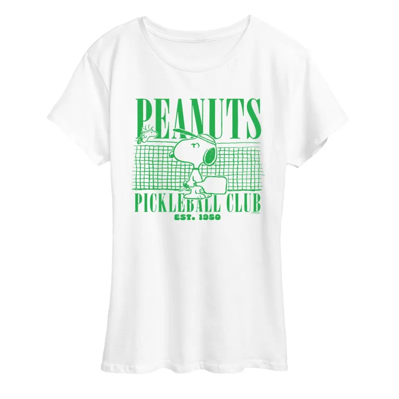 Peanuts - Pickleball Club - Women's Short Sleeve Graphic T-Shirt sold by Zulily