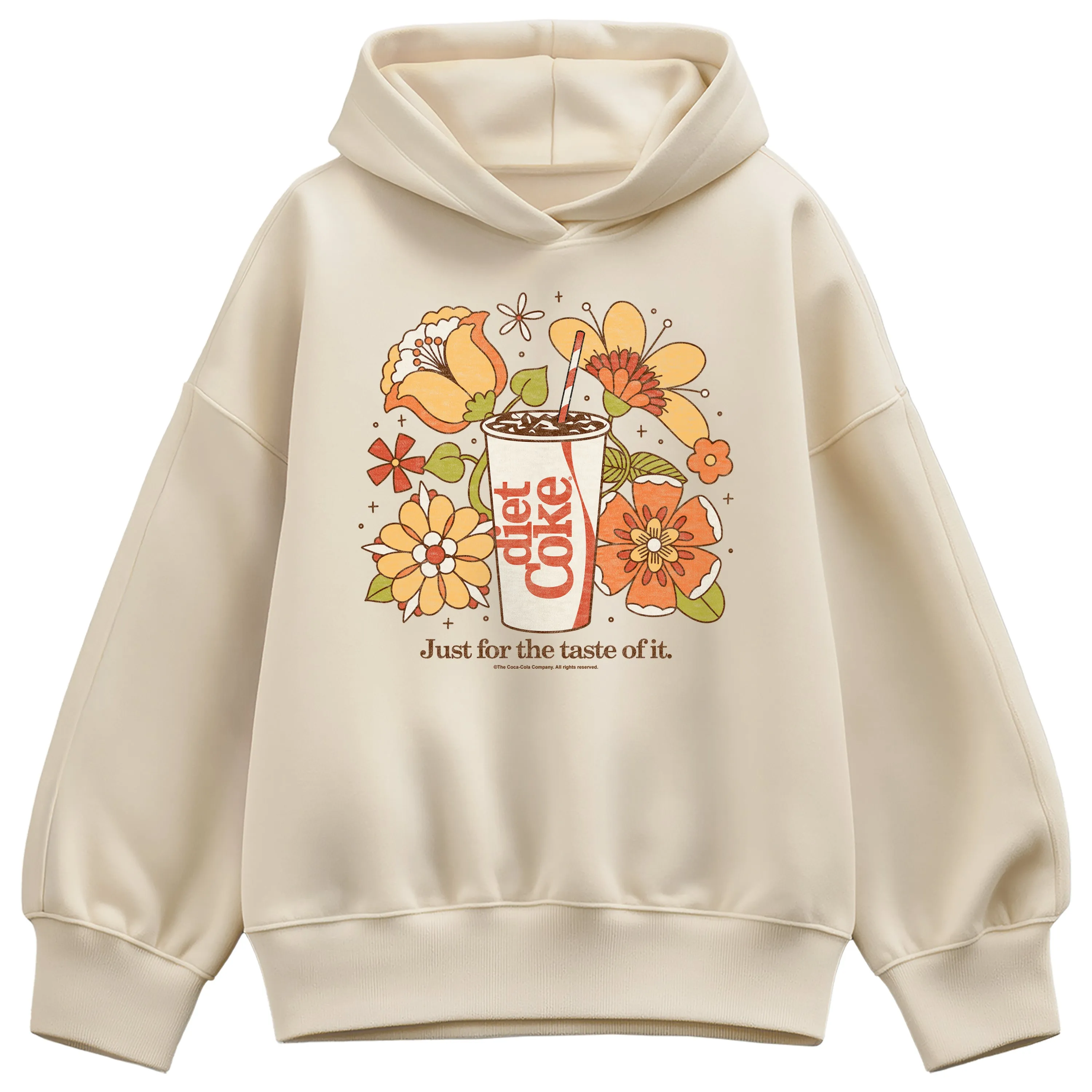 Coca-Cola - Diet Coke Retro Flowers - Ladies Oversized Fleece Hoodie Sweatshirt sold by Zulily product image thumbnail 2
