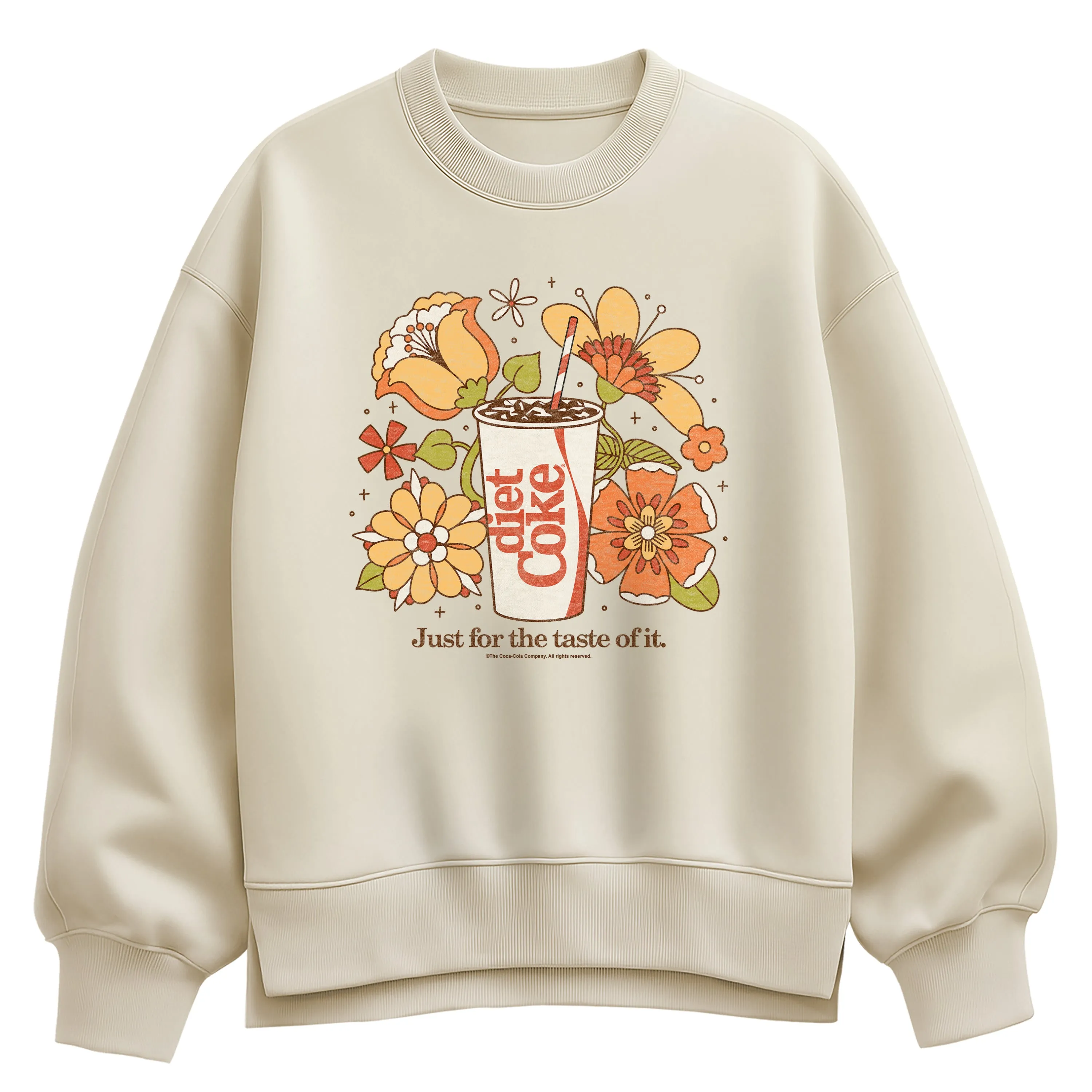Coca-Cola - Diet Coke Retro Flowers - Ladies Oversized Fleece Crew Sweatshirt sold by Zulily product image thumbnail 2
