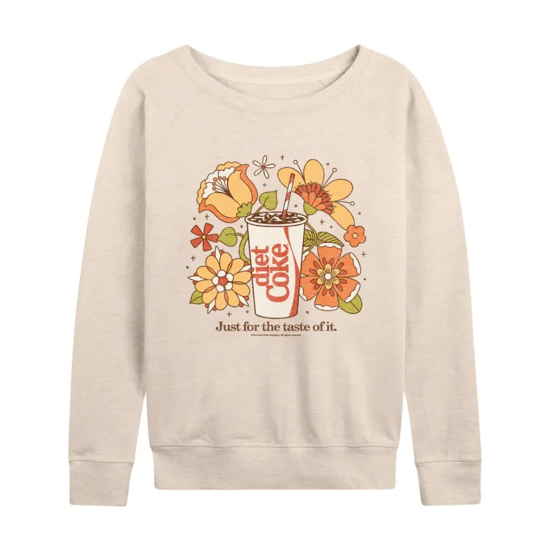 Diet Coke - Diet Coke Retro Flowers - Womens French Terry Long Sleeve Shirt made by Zulily