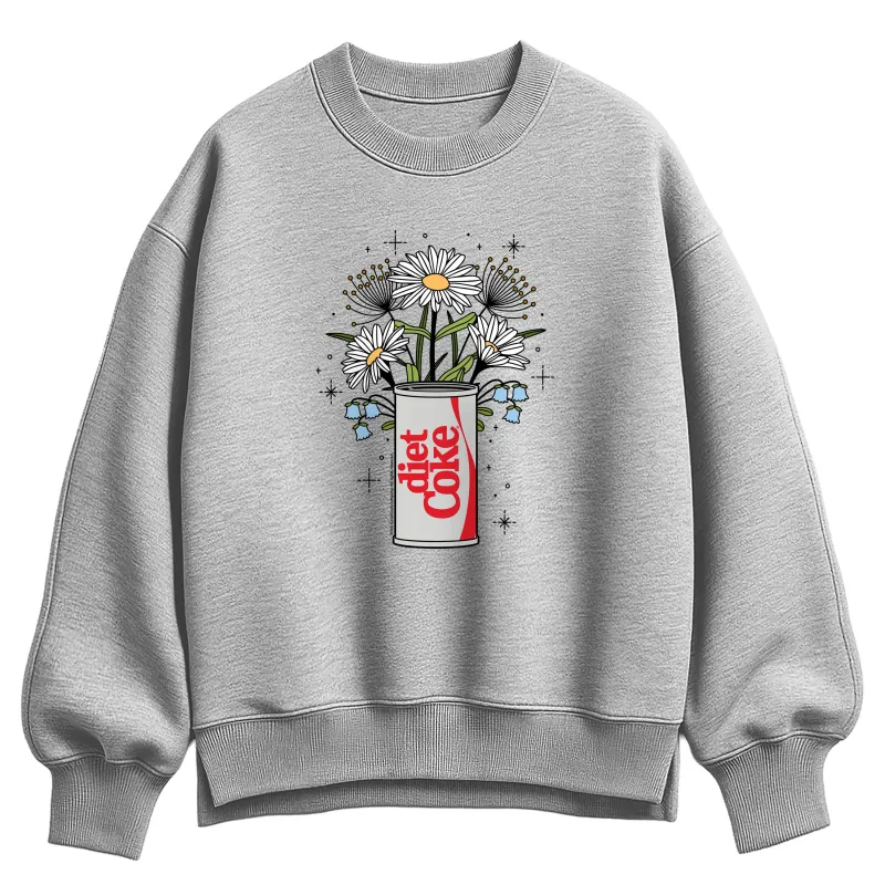 Coca-Cola - Flowers With Coke Can - Ladies Oversized Fleece Crew Sweatshirt sold by Zulily